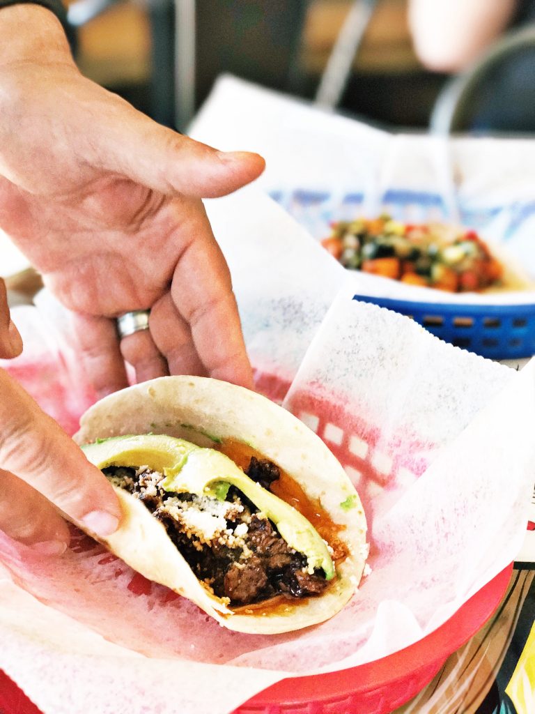 Owner Roberto Espinosa with the El Picosito taco. 