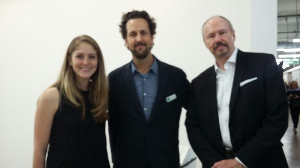 The Dallas Art Fair's Kelly Cornell and Brandon Kennedy with gallerist Lawrence Matthews.