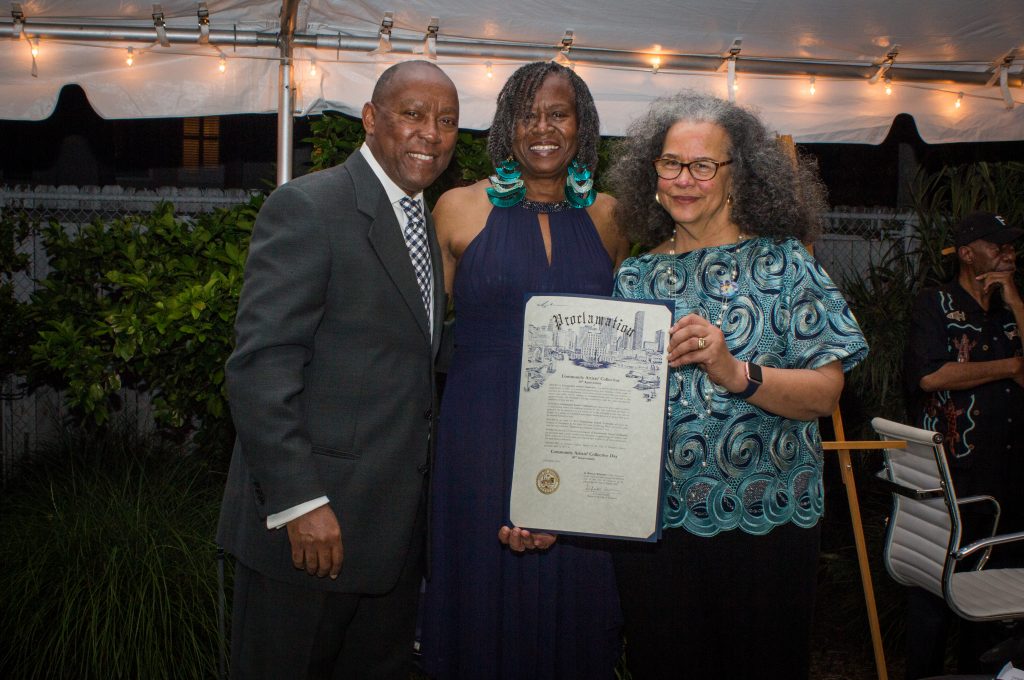 Mayor Sylvester Turner, chair Sarah Trotty, Michelle Barnes