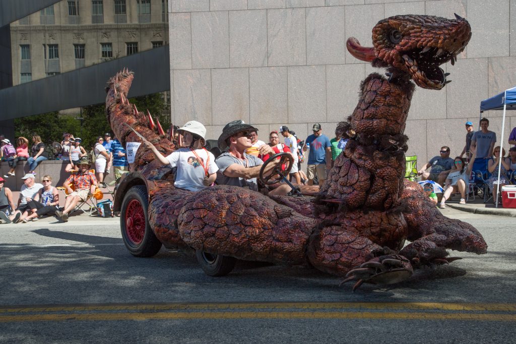 Monsour Taghdisi takes the wheel of Mark "Scrapdaddy" Bradford's Amblin.