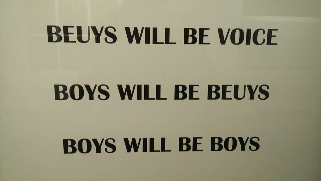 A detail from a witty text work by Pedro Escapa in the booth of Nuevo Leon, Mexico, dealer Drexel Galeria. 