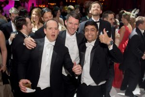 Warren Ellsworth, Sverre Brandsberg-Dahl, Dr. Vivek Subbiah in full white-tie finery at the 2017 Houston Grand Opera Ball. (Photo by Priscilla Dickson)