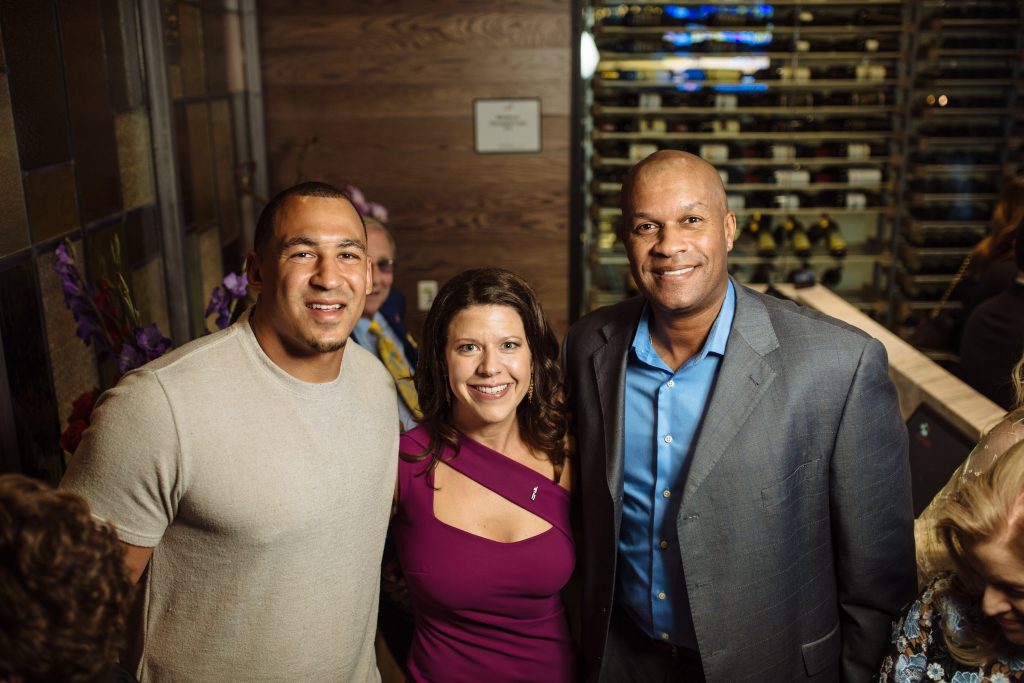 Tyrone Crawford, Del Frisco's Plano General Manager Ann Thibert, Tony Banks
