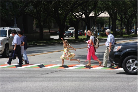 Carlos Cruz-Diez's crosswalks for the MFAH, completed 2009, are fondly remembered. (© The artist)