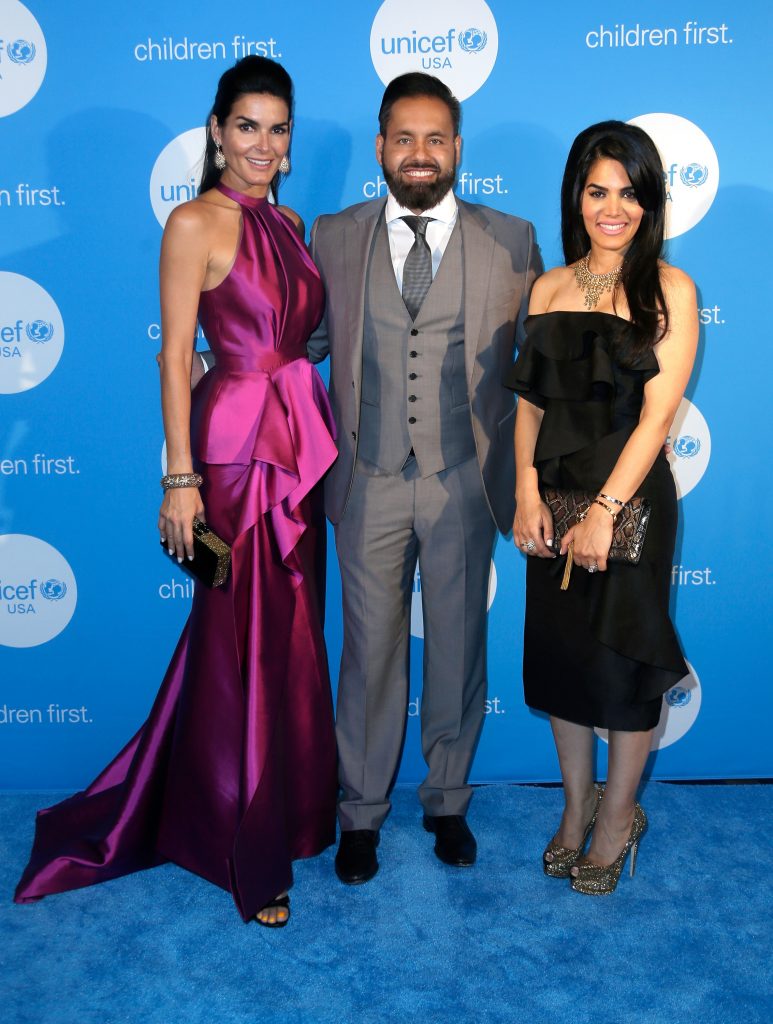 HOUSTON, TX - MAY 24:  UNICEF Ambassador honoree Angie Harmon, NextGen Chairs Karun Magon and Nina Magon at the fourth annual UNICEF Audrey Hepburn® Society Ball on May 24, 2017 in Houston, Texas.  (Photo by Bob Levey/Getty Images for UNICEF)