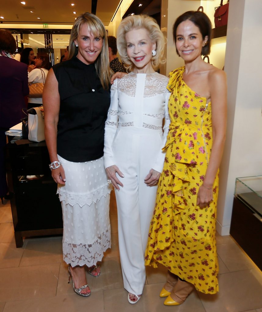HOUSTON, TX - MAY 15: Courtney Sarofim, Lynn Wyatt and Alison Sarofim, from left, at the 'Party Girls Die in Pearls' book launch at Burberry Houston at The Galleria on May 15, 2017 in Houston, Texas.  (Photo by Bob Levey/Getty Images for Burberry) *** Local Caption *** Courtney Sarofim; Lynn Wyatt; Alison Sarofim