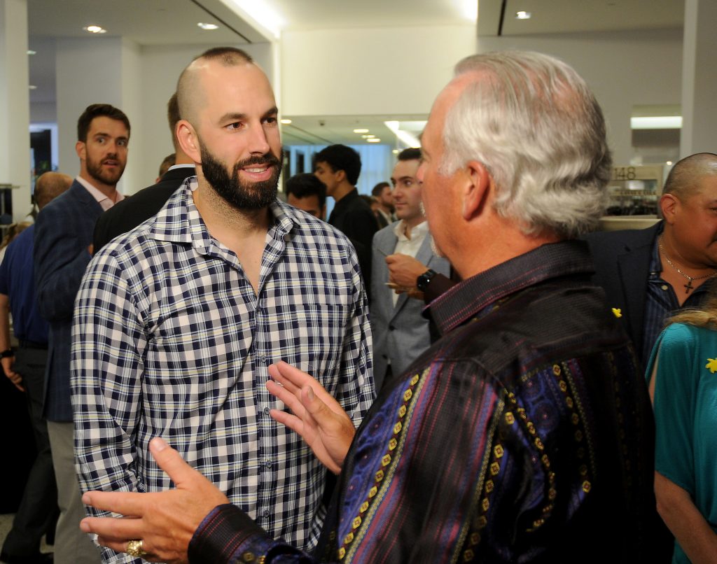 Houston Astro Mike Fiers at the TeamUp for Kids & K9s supporting Sunshine Kids & Lance McCullers Jr Foundation at  Tootsies Thursday May 18, 2017. (Dave Rossman Photo)