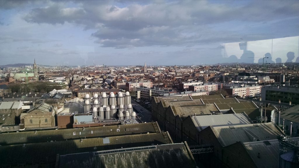 A view of Dublin from the Sky Bar at the Guinness Storehouse. 