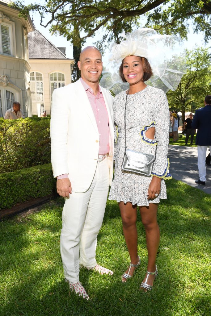 James & Iman Farrior at the 2017 Bo's Place Hats, Heats and Horseshoes fundraiser at the Fertitta family home.