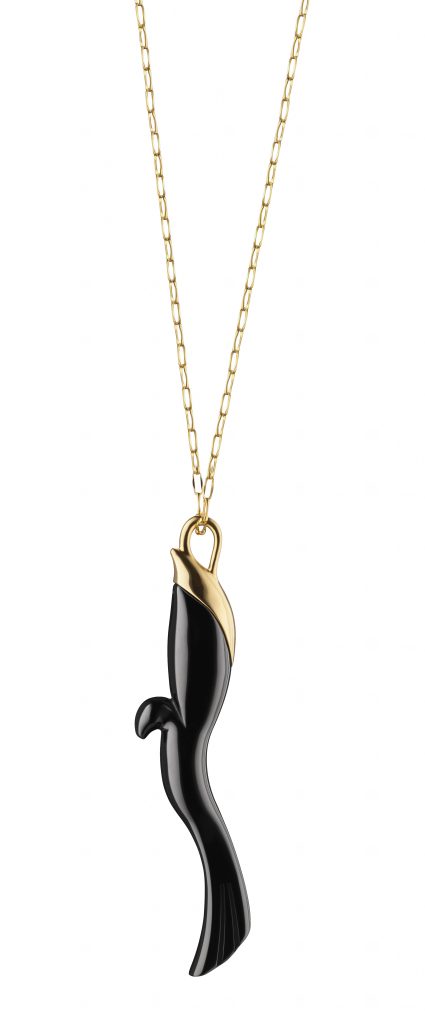 "Soar" black ceramic bird charm necklace, $850