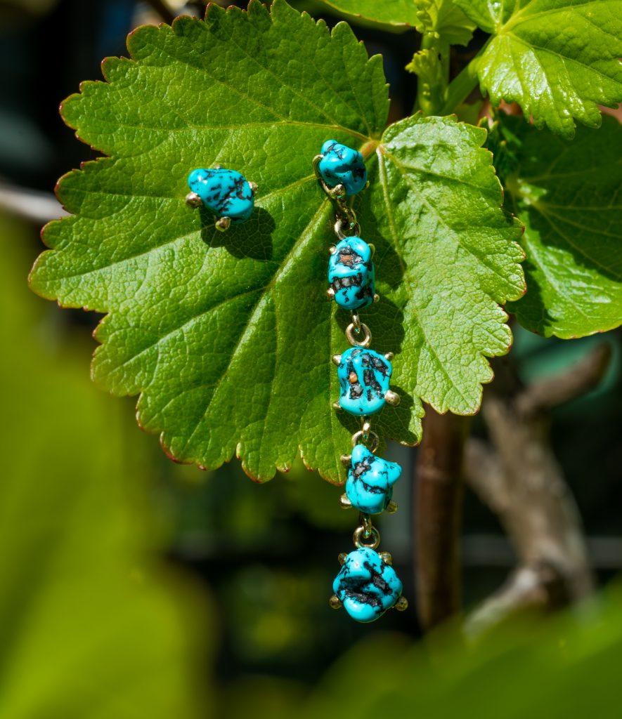 Lisa Eisner's Sleeping Beauty earrings in turquoise and gold