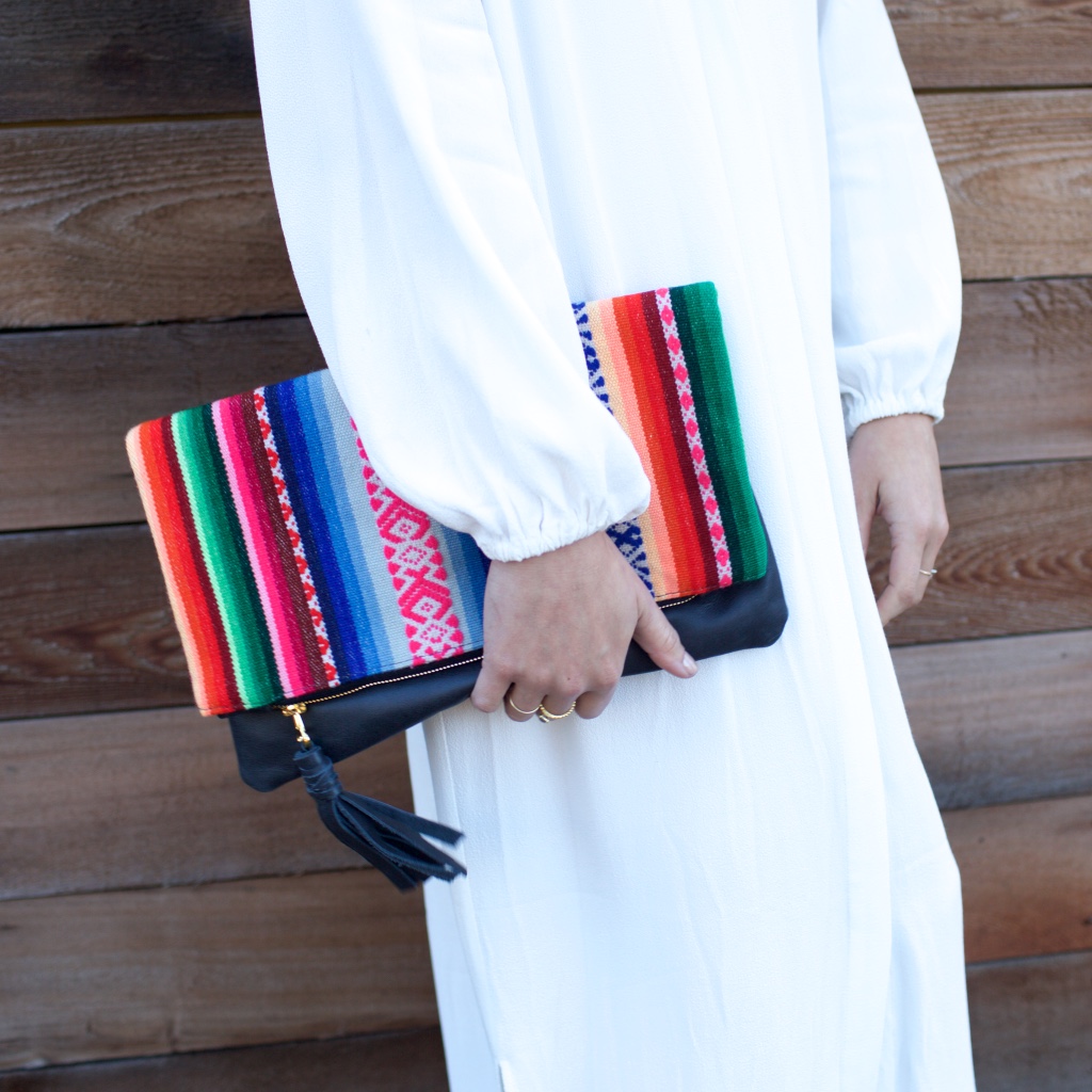 Sarah Sharp clutch, handmade in Houston from Peruvian textiles