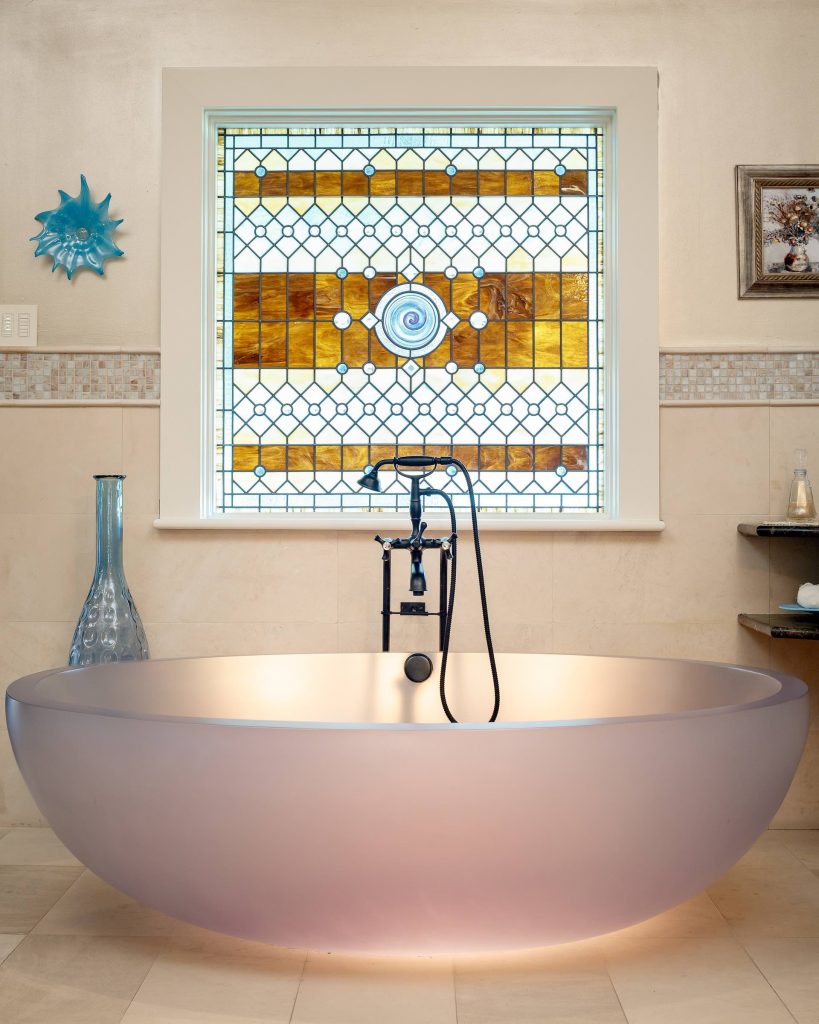 The home is an intriguing mix of old and new styles.