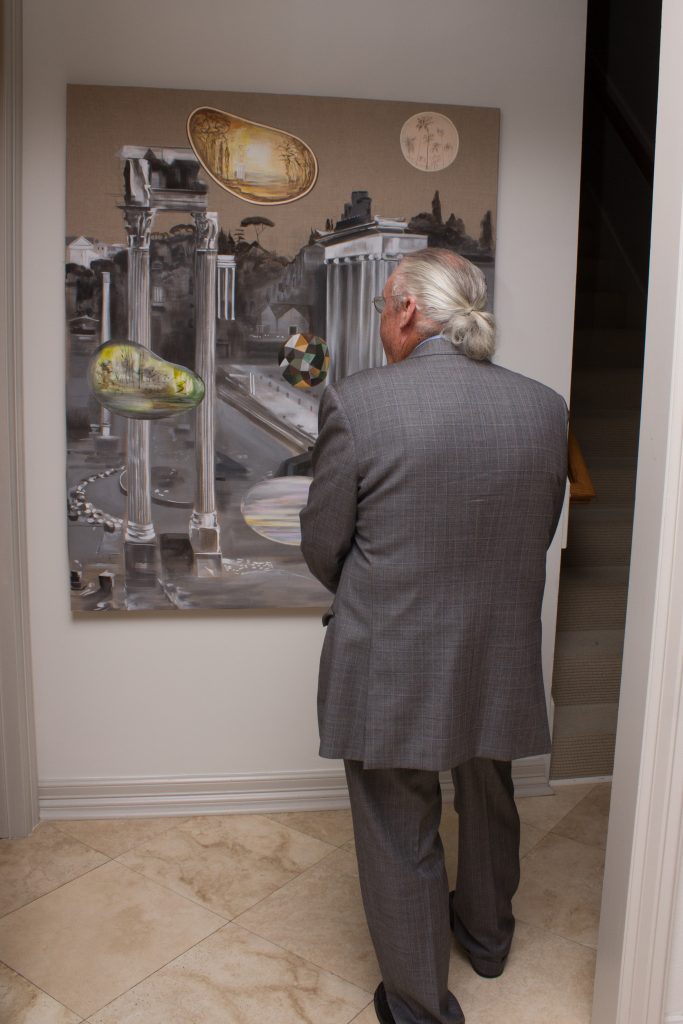 Arthur Baird does some canvas gazing. 