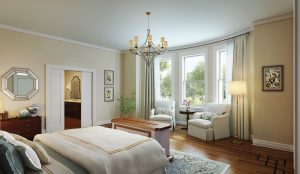 Rendering of the new Gensler-designed president's quarters in the Link-Lee Mansion
