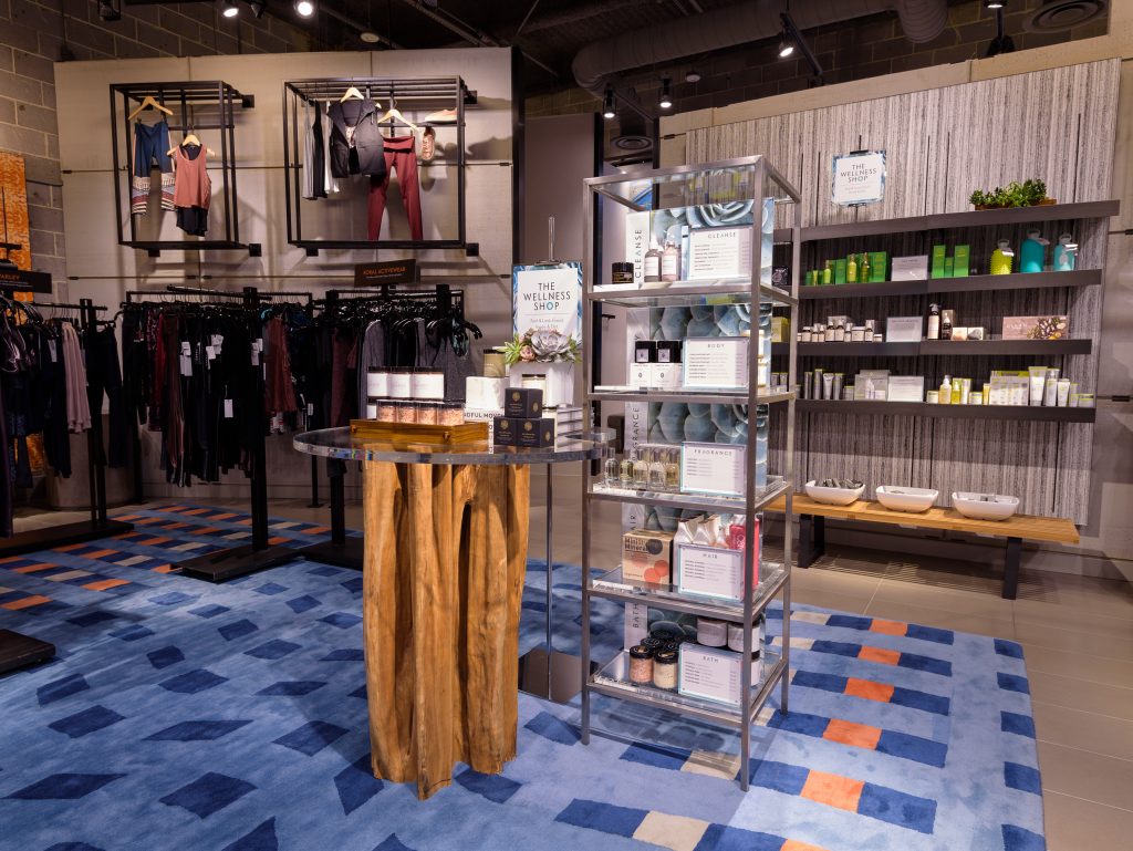 The shop offers more than 20 natural and organic beauty brands inside the NM Active areas.