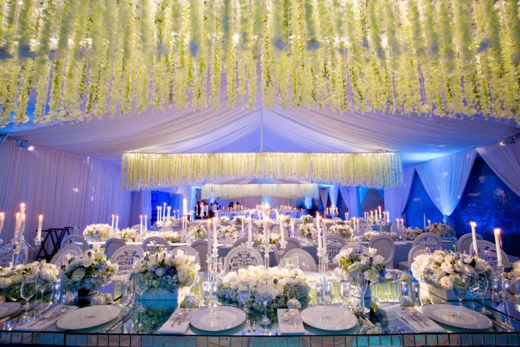 The scene inside the tent at Jim Crane and Whitney Wheeler's weddings was fit for a royal ceremony.