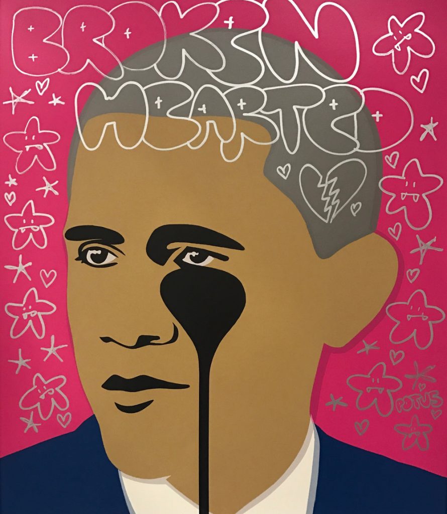 Charles Uzzell-Edwards' "Broken Hearted: Crying Obama," 2013, at Cindy Lisica Gallery  