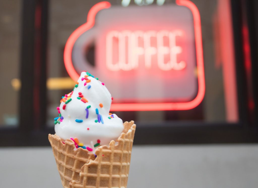 Weekend Coffee now offers soft-serve during special late night hours.