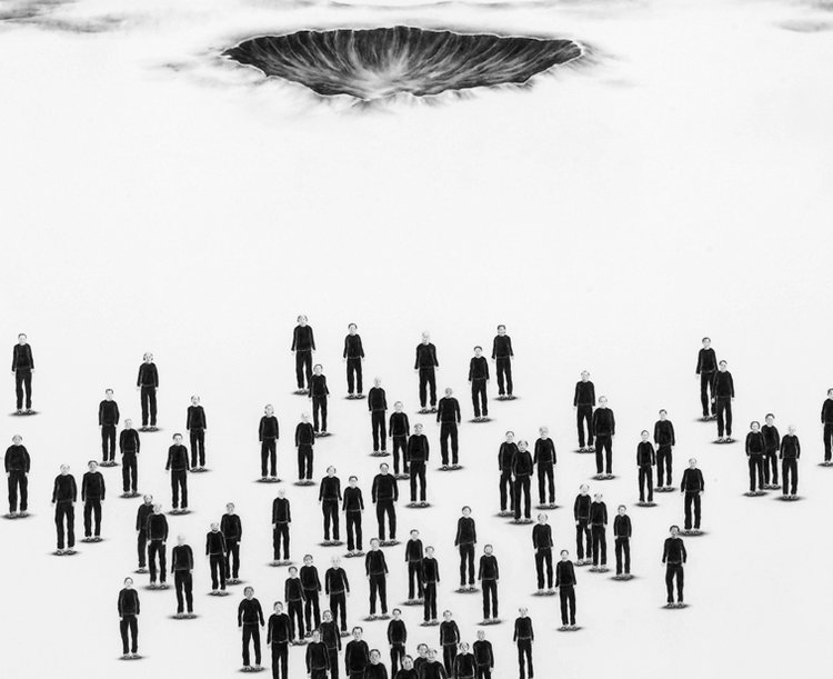 Robyn O’Neil's "Oh how the hearless haunt us all.," 2005, demonstrates the artist's obsession with the medium of graphite. O'Neil is currently based in L.A., has widely exhibited, and merits this survey volume. 