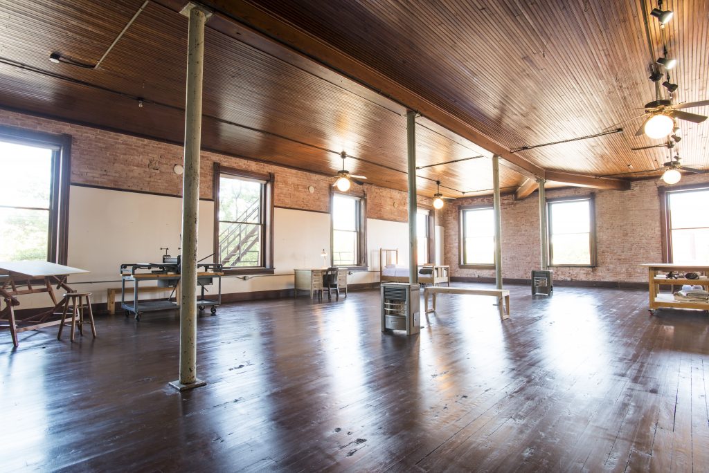 The expansive interiors of an artist’s studio