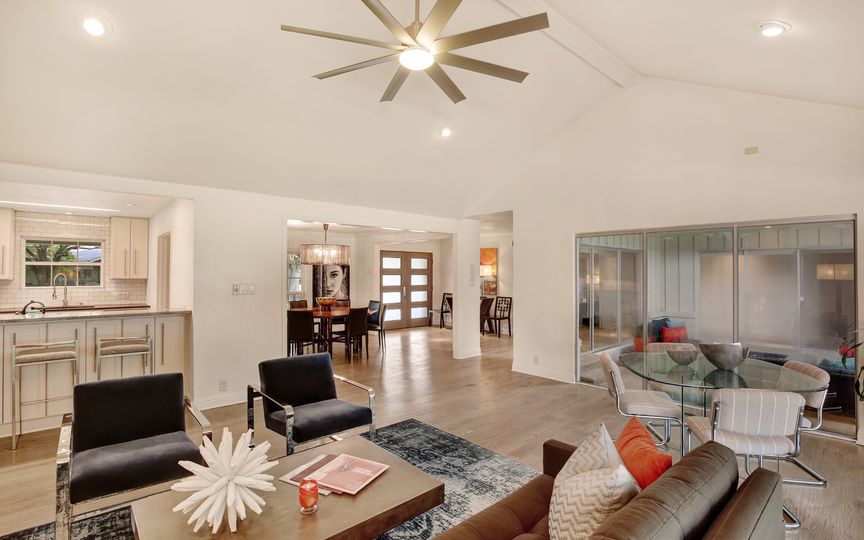 The renovated floor plan creates seamless living areas. 