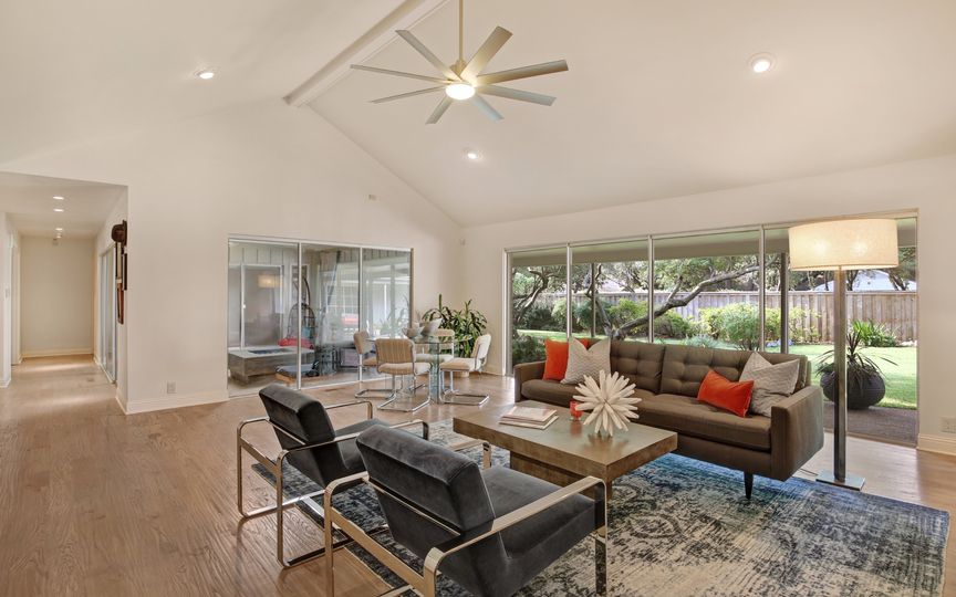 The renovated floor plan creates seamless living areas. 