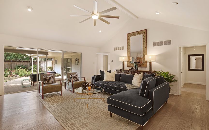 The renovated floor plan creates seamless living areas. 