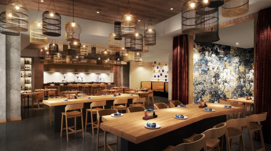 Oma, the hotel's main restaurant, combines Asian and Texan flavors. 