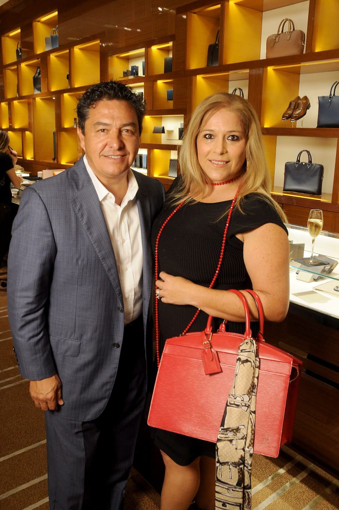 Juana and Alexander Leon at the release party for the Tambour Horizon watch at the Louis Vuitton store in the Galleria Tuesday July 11, 2017. (Dave Rossman Photo)
