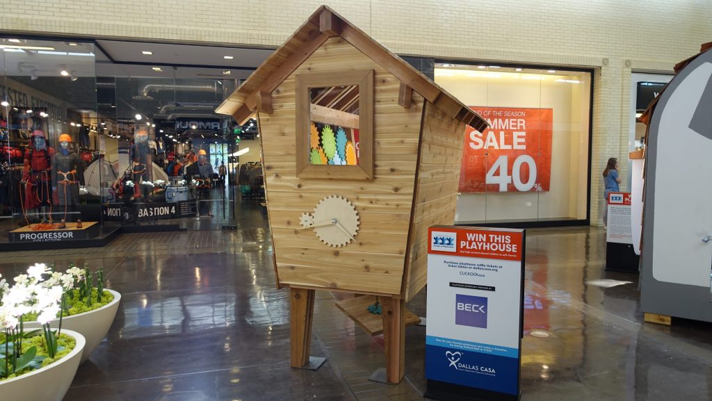 The CUCKOOhaus has a wall of gears inside and was designed and built by Beck Architecture, LLC. 