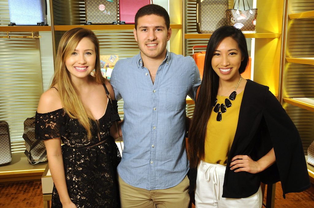 From left: Kristine Pagel, Aria Shirani and Lan Vo at the release party for the Tambour Horizon watch at the Louis Vuitton store in the Galleria Tuesday July 11, 2017. (Dave Rossman Photo)