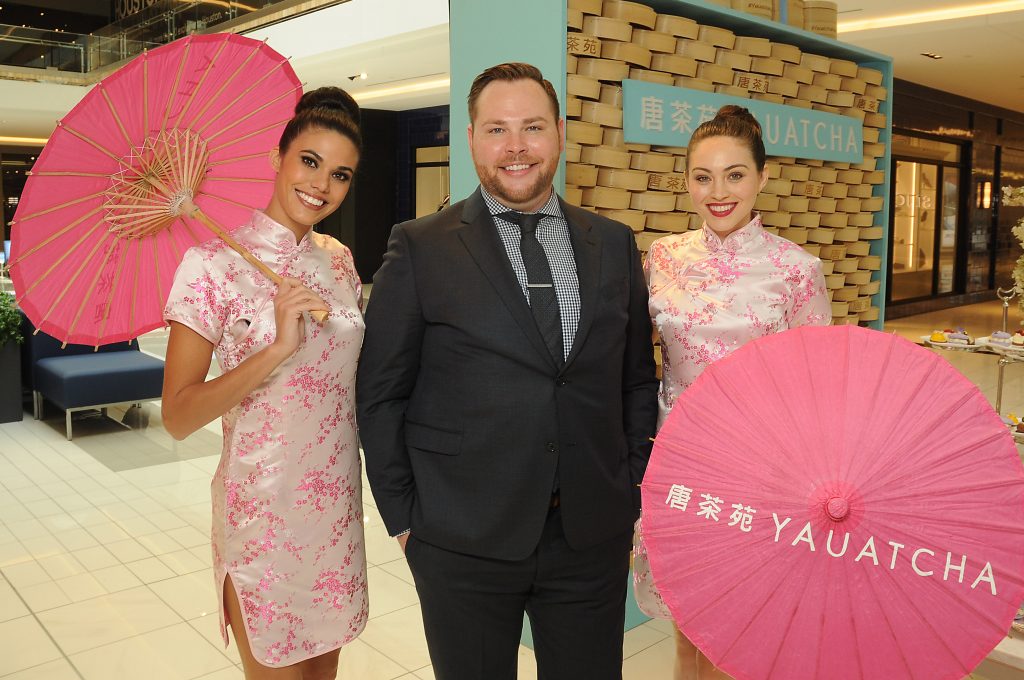 From left: Model Brooke Adams, Christopher Lane from the Galleria and model Suzie Ford at the new Galleria VI Thursday July 13, 2017. (Dave Rossman Photo)