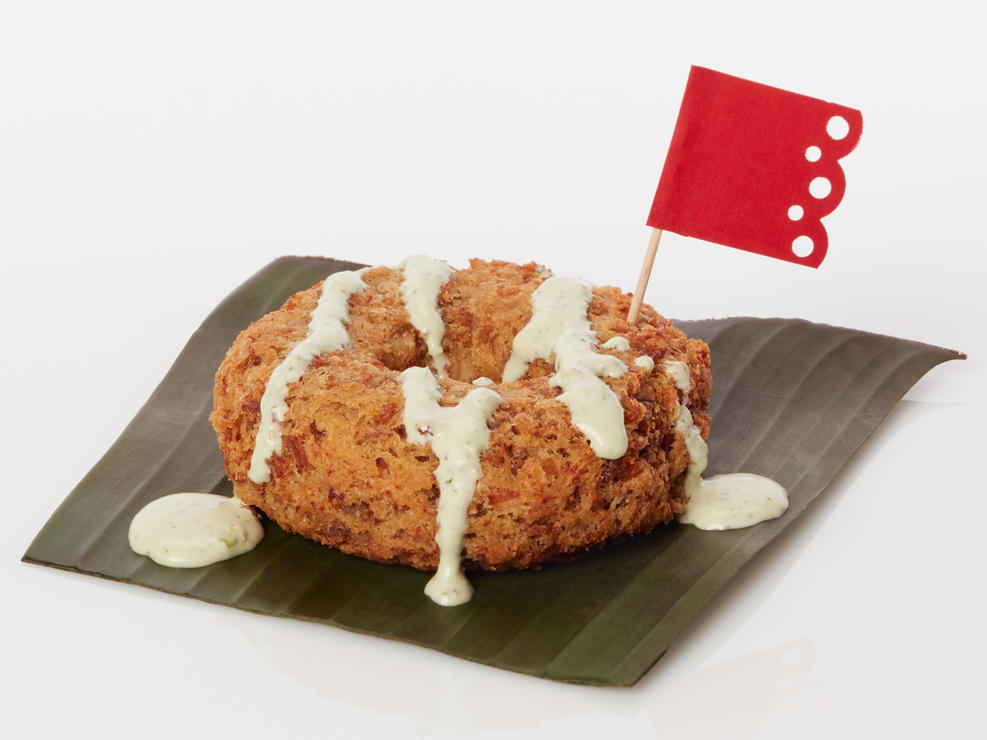 The tamale donut is crispy on the outside, soft on the inside. 