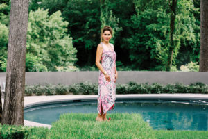 Sies Marjan Lena scribble V-neck shift $1890, and Delpozo mule with bow $540, both at Forty Five Ten.