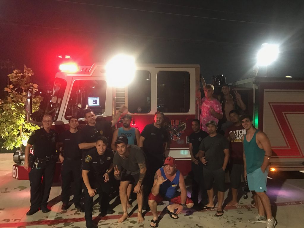Jake Paul and team with San Antonio firemen