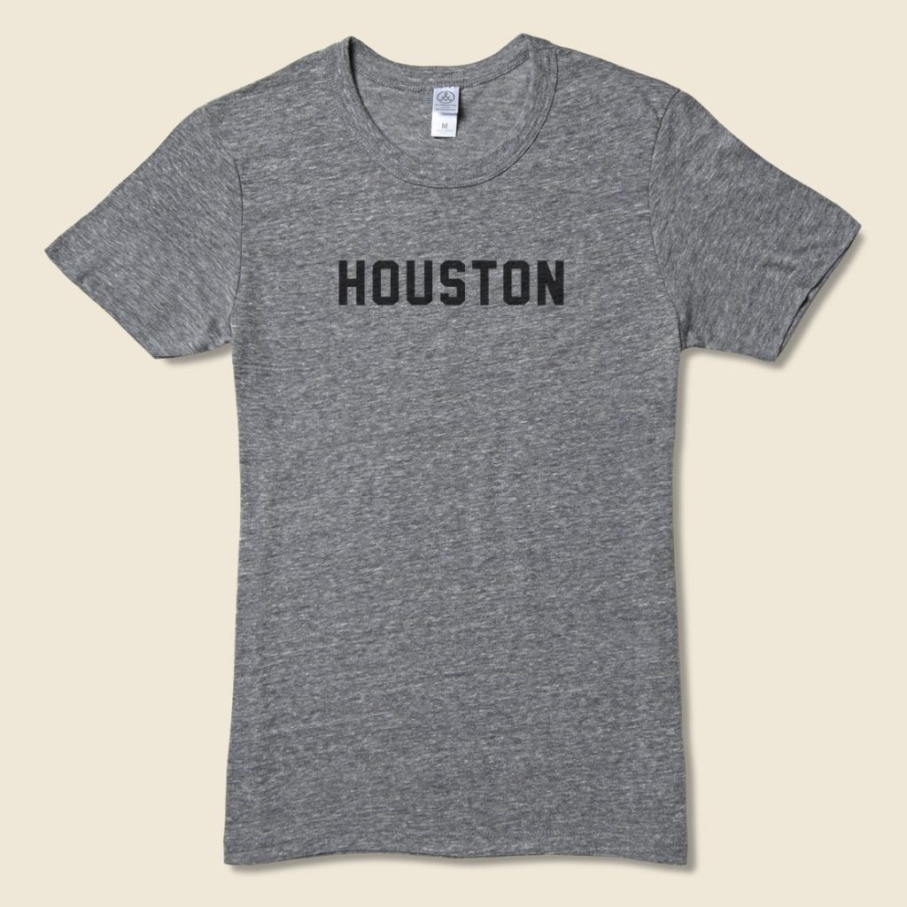 Show your love for Houston with STAG Provision's "Houston" t-shirt, benefitting relief efforts. 