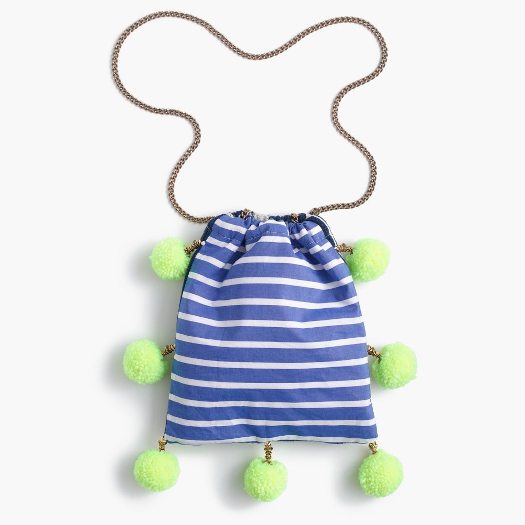 Gaia for J. Crew pom-pom bag, $128