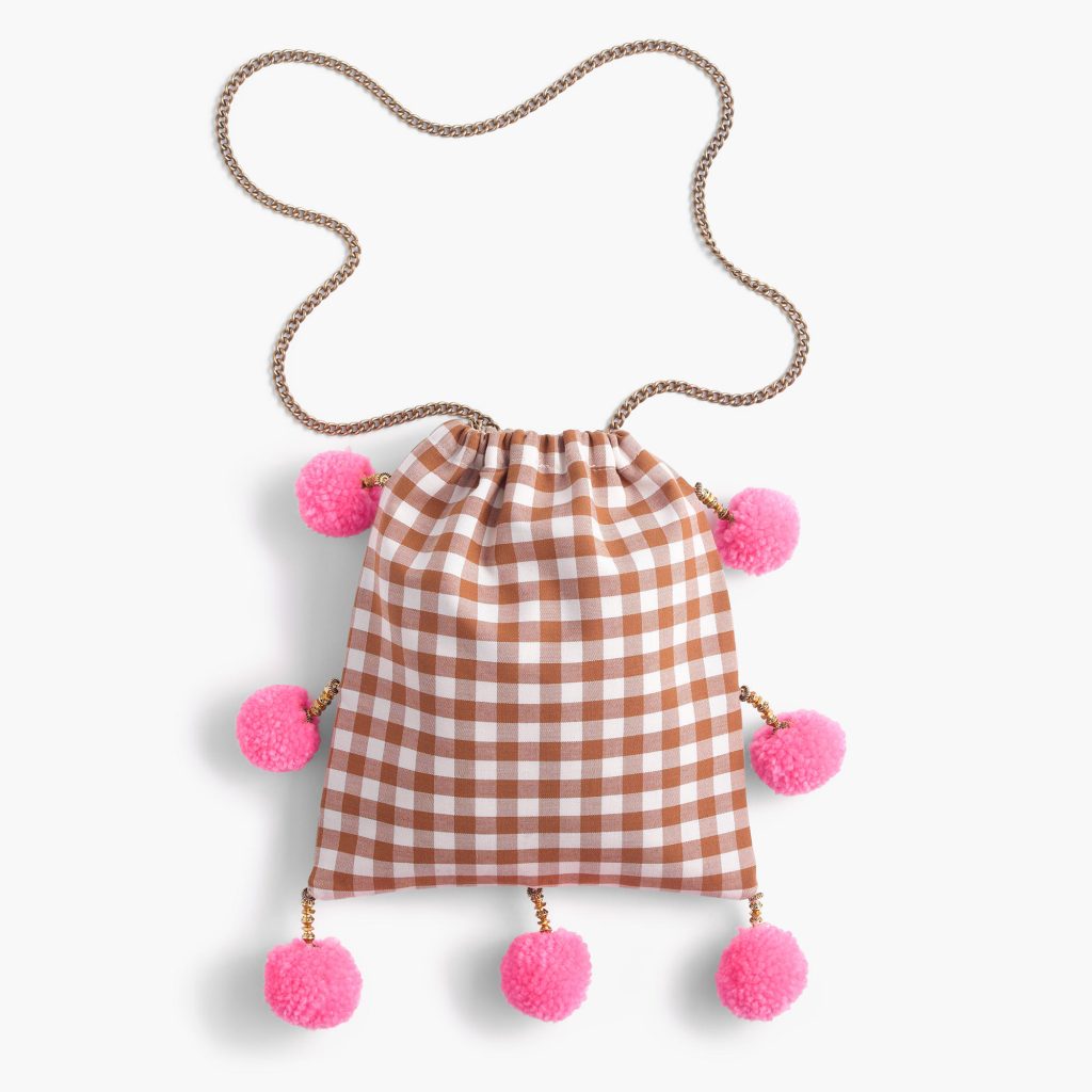 Gaia for J. Crew pom-pom bag, $128