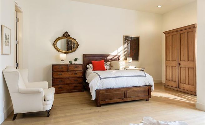 The master bedroom has his and hers baths and closets. 