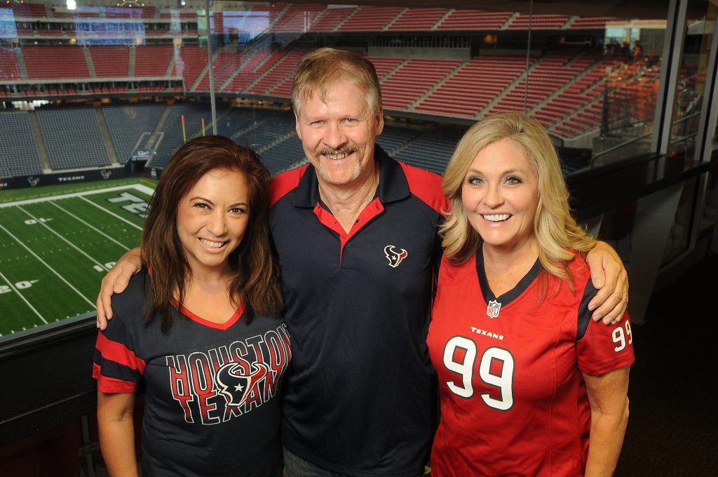From left: Auction chairs DeeDee Rawlings, Clay Rawlings and Karen De Geurin at the Fantasy Football event benefiting the Boys & Girls Harbor at NRG Stadium Tuesday Sept. 26, 2017.(Dave Rossman Photo)