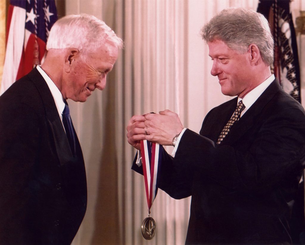 Dr. Cooley receiving the National Medal of Technology and Innovation from President Bill Clinton in 1998.