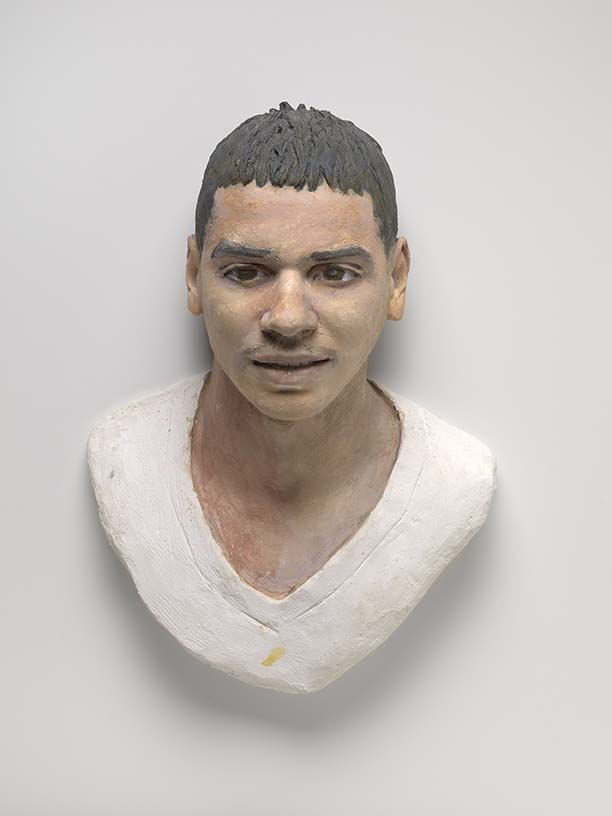 Detail from John Ahearn's double portrait sculpture, "The Rodriguez Twins," 2014. (Collection and copyright the artist) 
Collection of the artist © John Ahearn