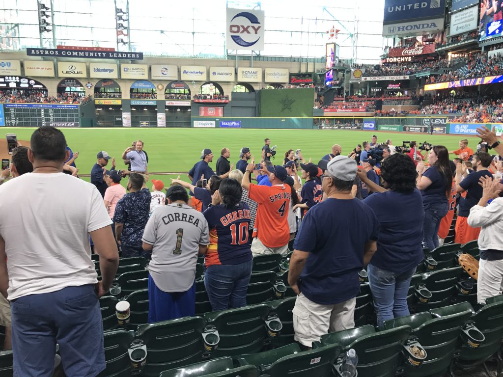 The Houston Astros did a lap around the field after clinching the American League West. (Photo by Chris Baldwin.)