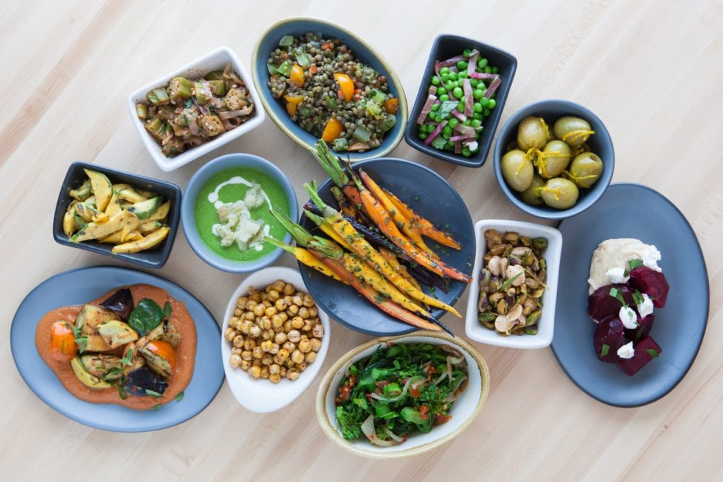 La Table has more than 20 seasonal vegetable mezze, or starters. 