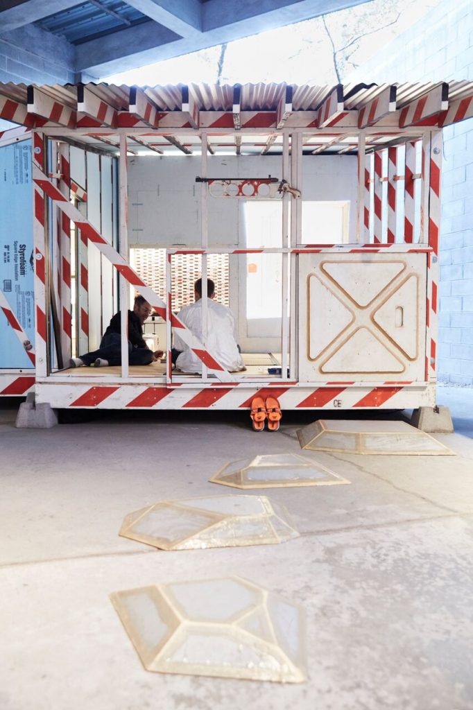 The walls of the tea house are removed for ceremonies. 