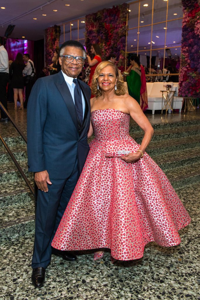 Rufus & Yvonne Cormier at the 2017 MFAH Grand Gala Ball, she in an Oscar de la Renta gown selected for her by fashion guru Andre Leon Talley.
