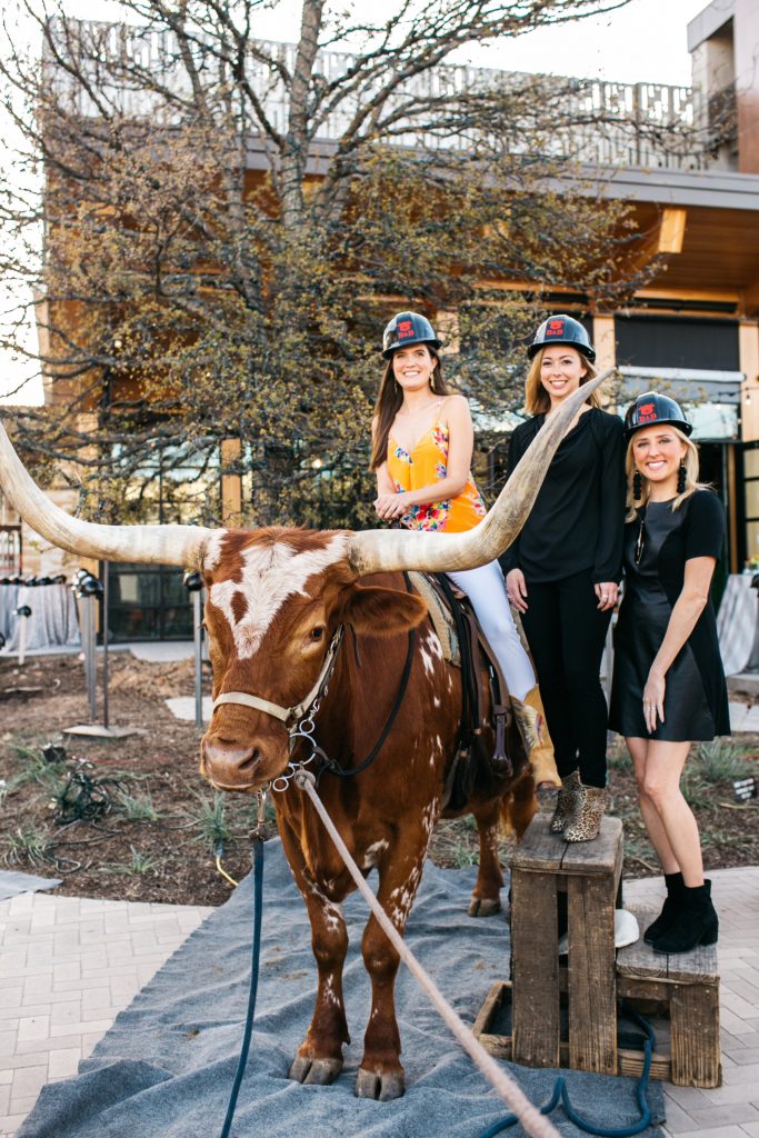 Two longhorns greeted party goers outside. 