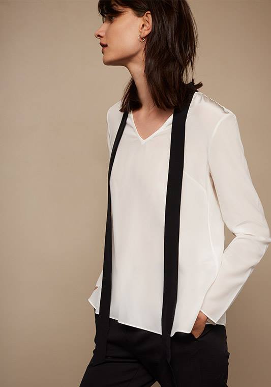 Cuyana silk bow blouse