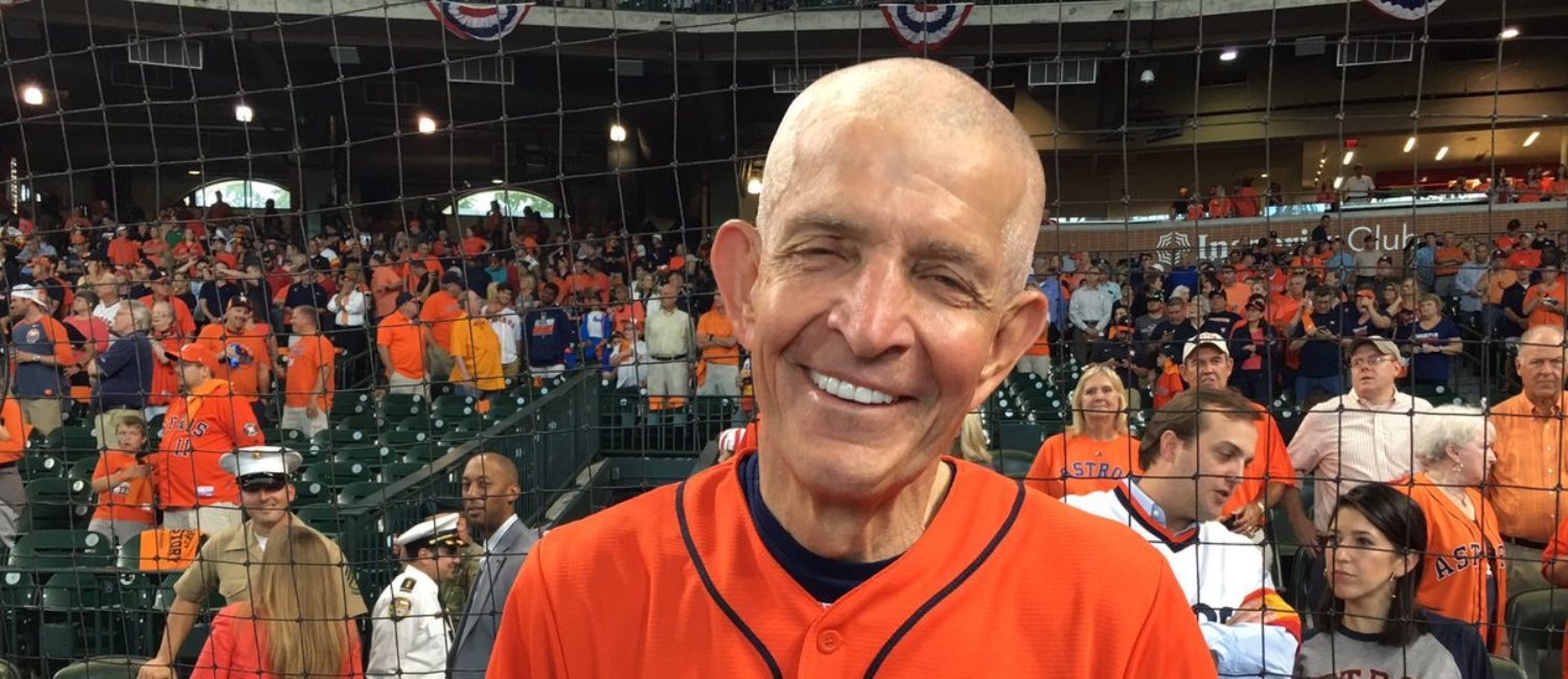 Mattress Mack stepped up for Houston during Hurricane Harvey — and he enjoys the Astros regularly. (Photo @MarkBermanFox26.)